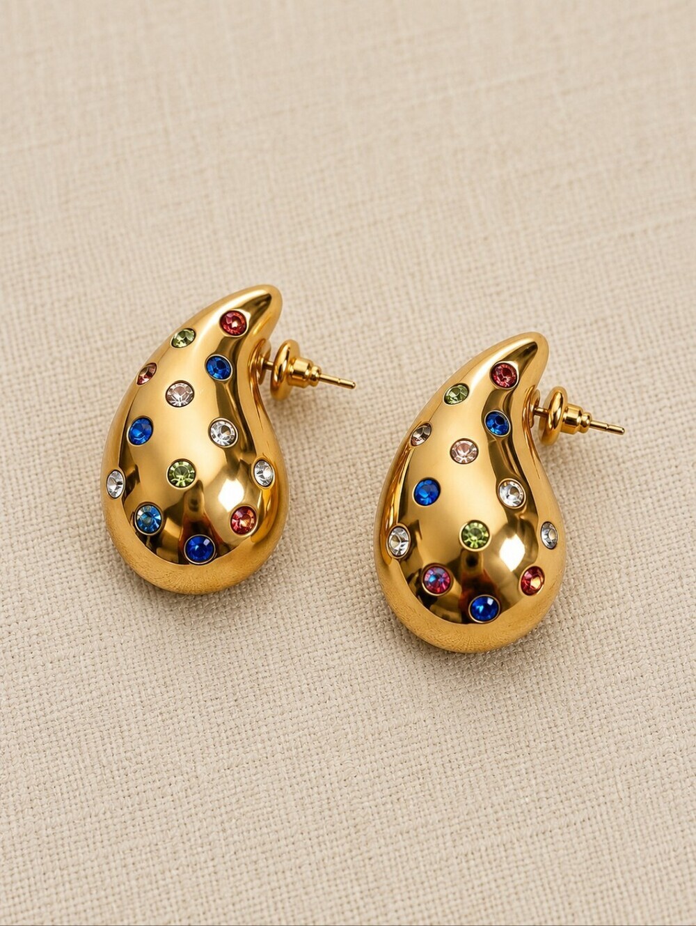 3/$30 CATO Chunky Colorful Crystal Teardrop Post Earrings